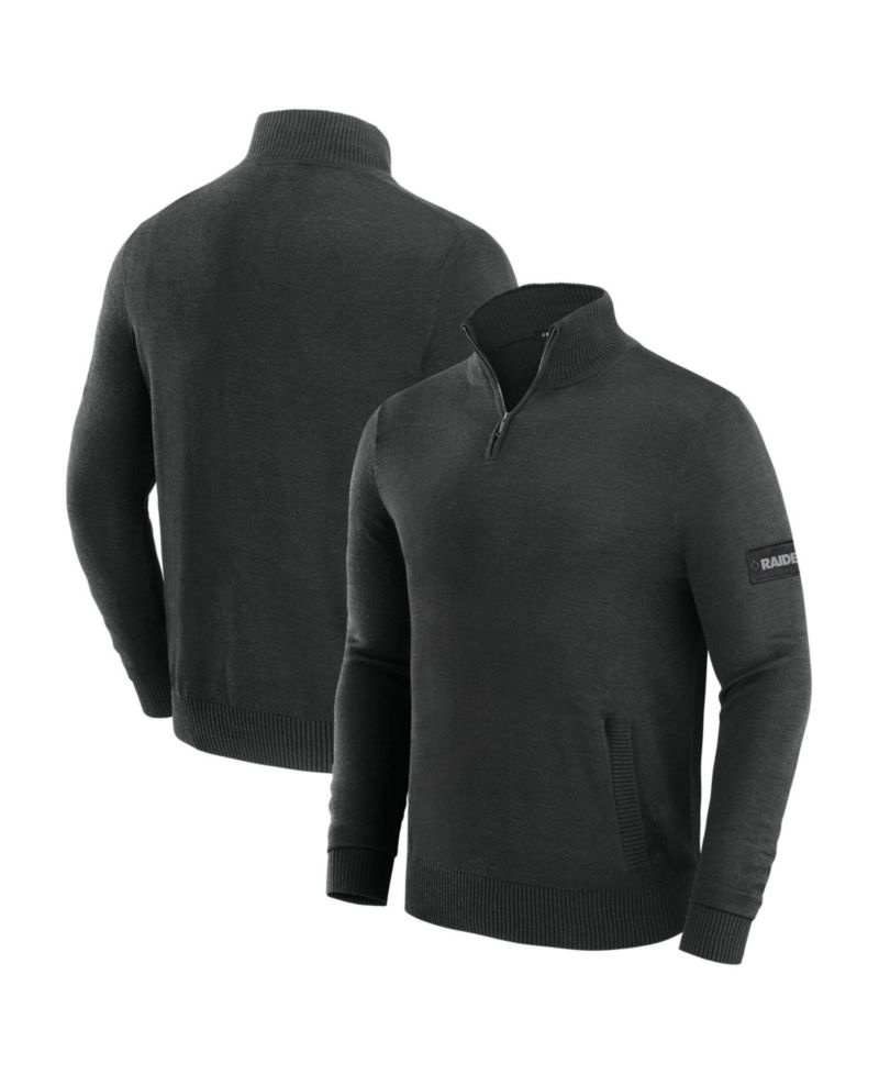 Men's Black Las Vegas Raiders Franchise Quarter-Zip Sweater