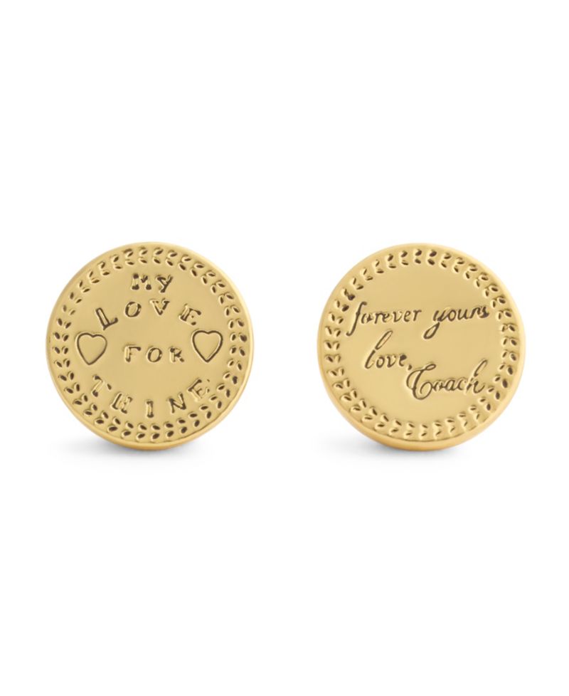 Gold Heritage Signature Coin Stud Earrings