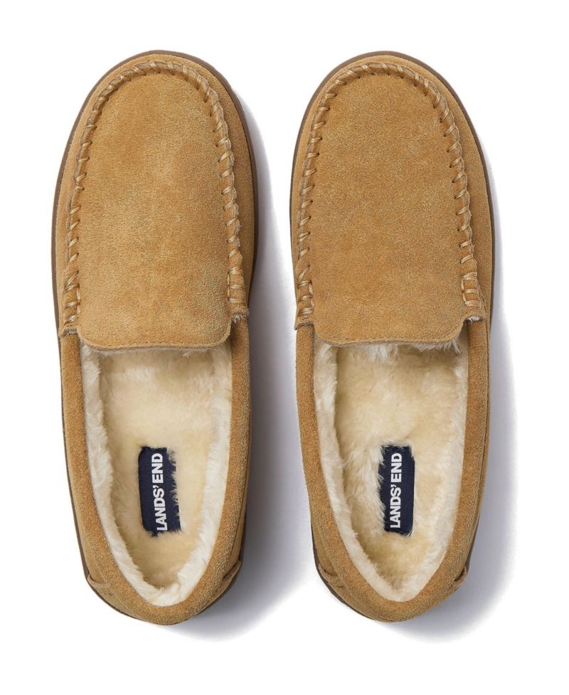 Women's Fuzzy Lined Suede Moccasin Slippers