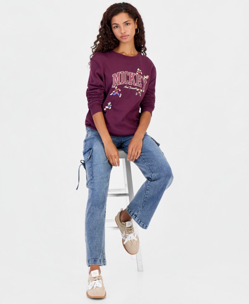 Juniors' Mickey & Friends Fleece Crewneck Sweatshirt