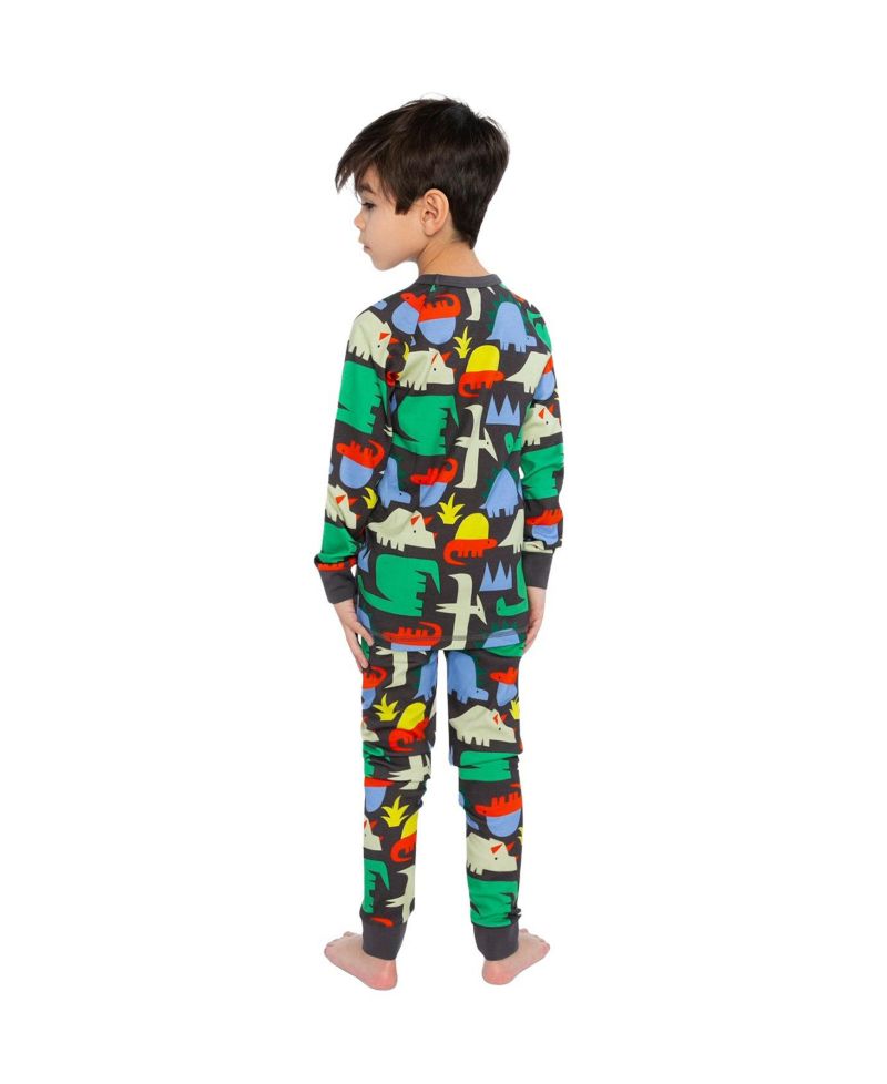 Kids&baby(6-12)Little and Big Boy Cotton Two Piece Pajama Set Dinosaur Print