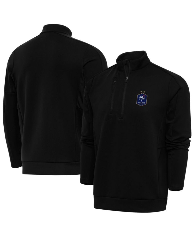 Men's Black France National Team Genesis Quarter-Zip Pullover Sweatshirt