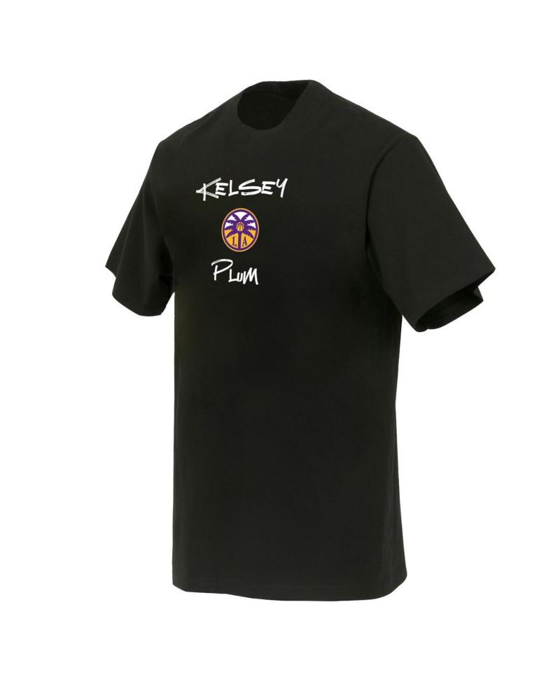 Men's and Women's Black Kelsey Plum Los Angeles Sparks Boxy Signature Name & Number T-Shirt