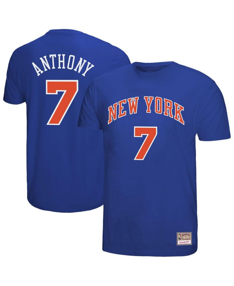 Men's Carmelo Anthony Royal New York Knicks Hardwood Classics Retro Name & Number T-Shirt