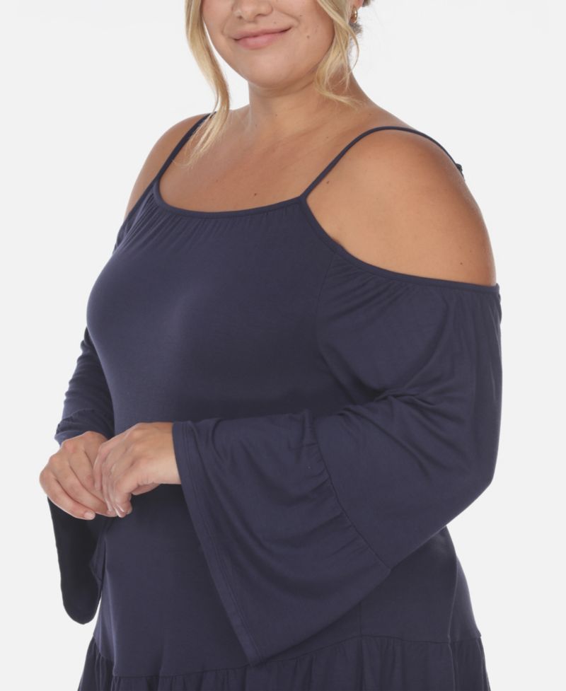 Plus Size Cold Shoulder Ruffle Sleeve Top