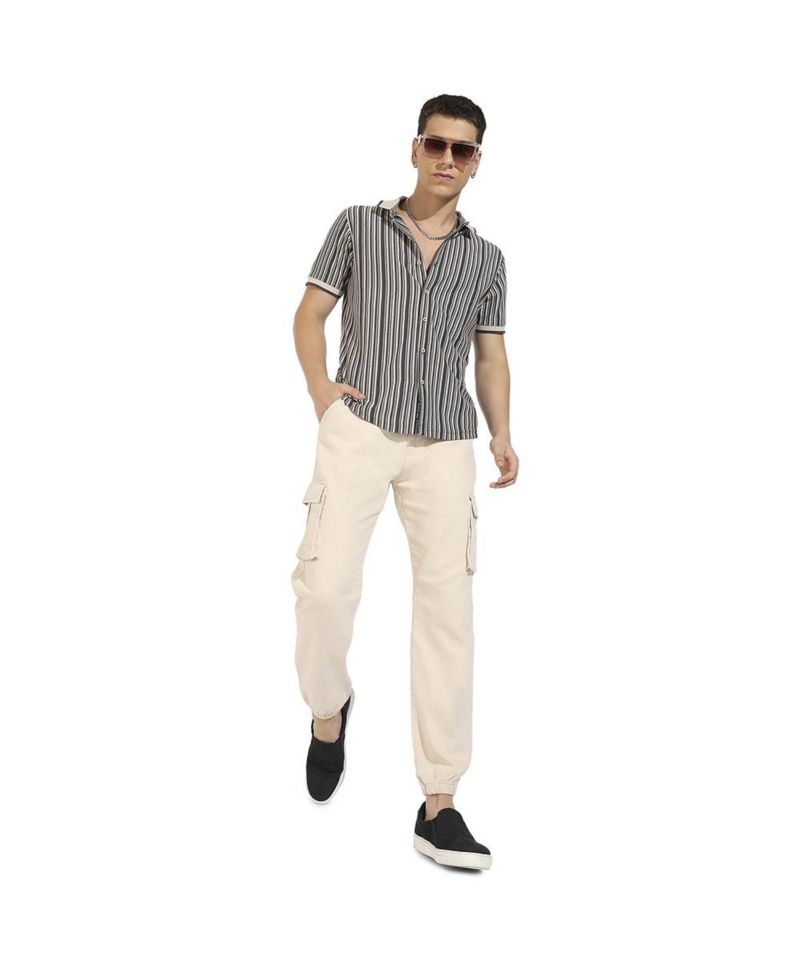 Men's Light Grey & Navy Blue Contrast Knitted Shirt