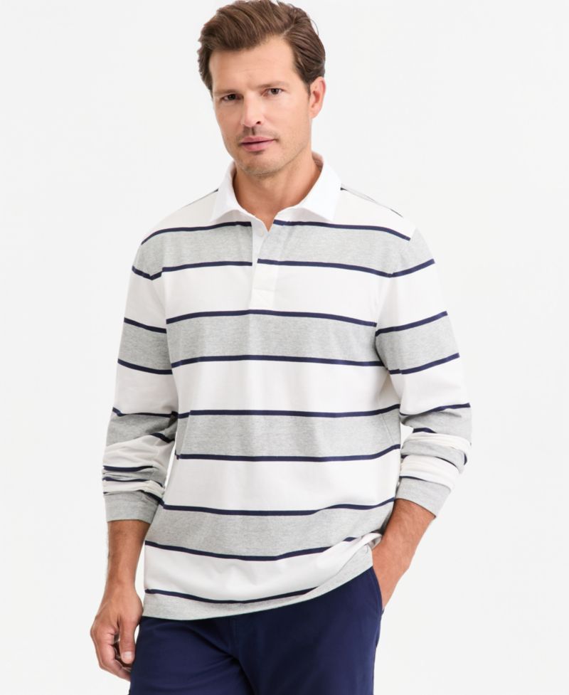 Men's Stripe Long-Sleeve Rugby Shirt
