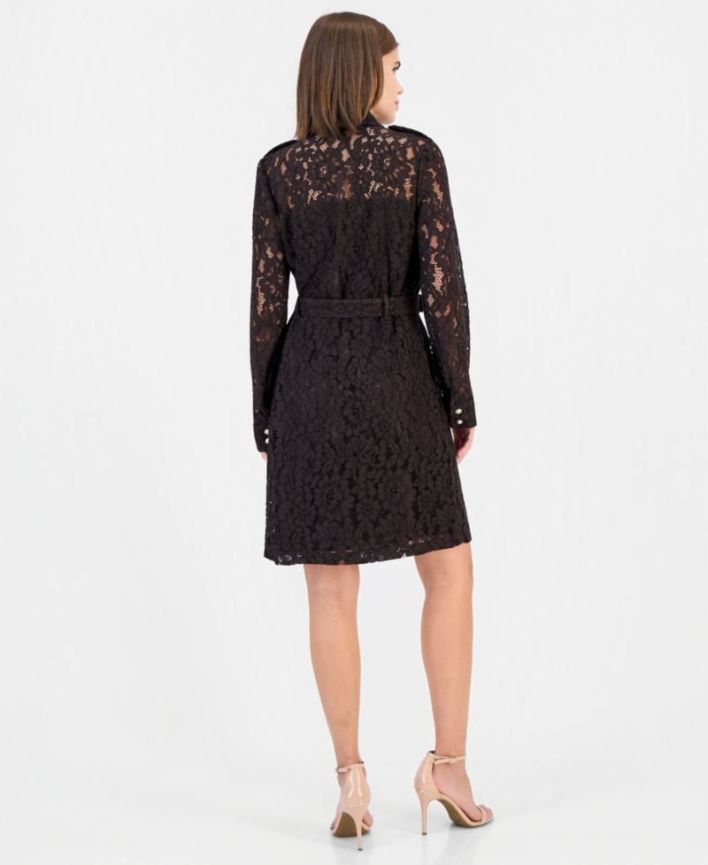 Women's Long-Sleeve Lace Shirt Dress