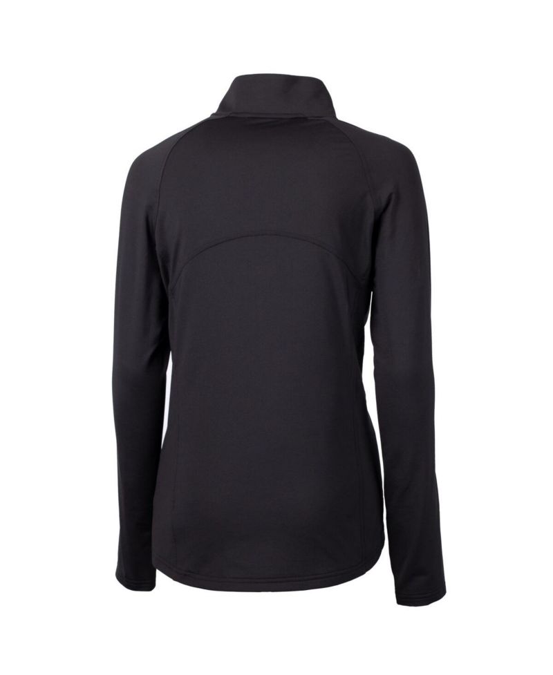 Women's Black Detroit Lions Adapt Knit Stretch Half-Zip Pullover Top