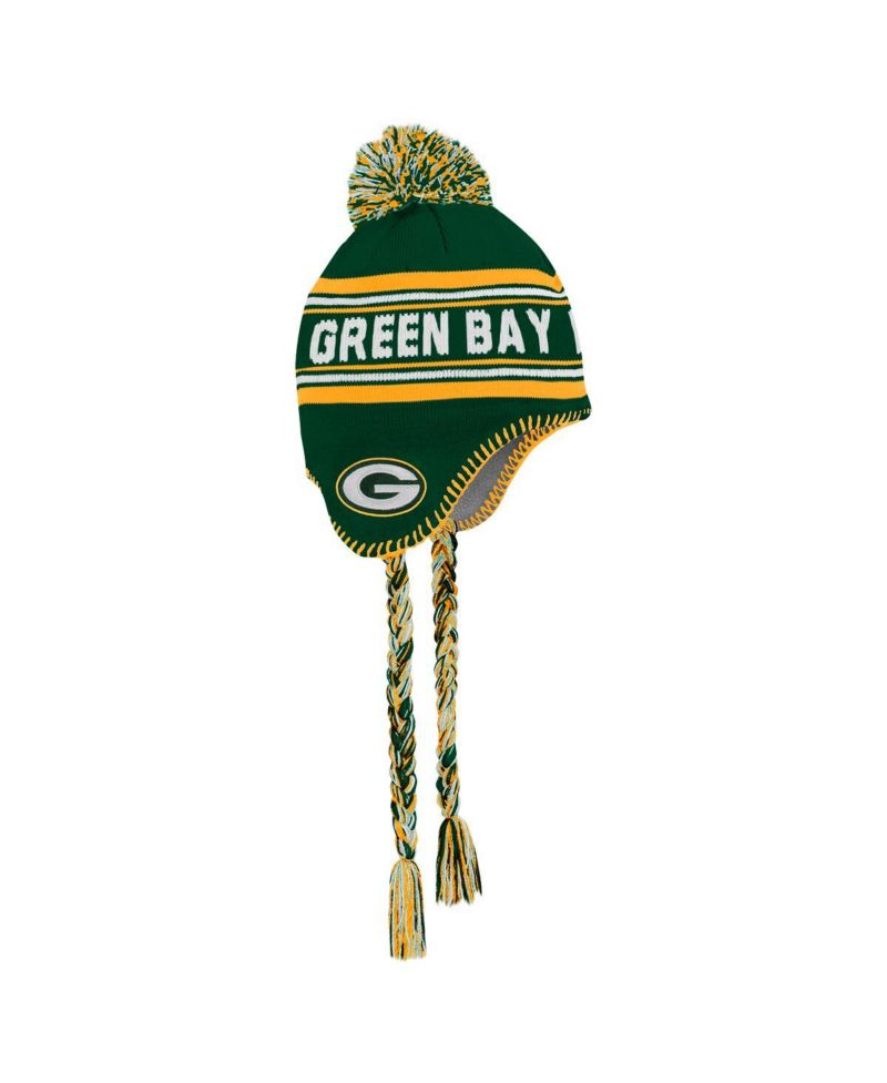 Preschool Green Green Bay Packers Jacquard Tassel Knit Hat with Pom