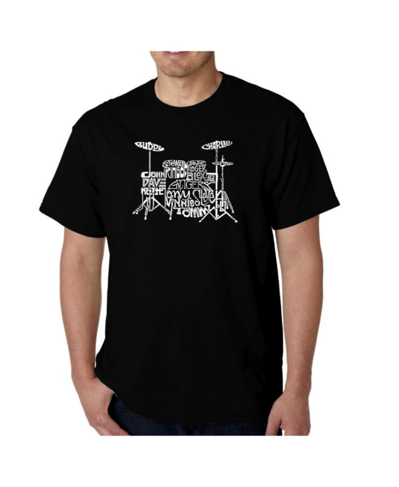 Mens Word Art T-Shirt - Drums