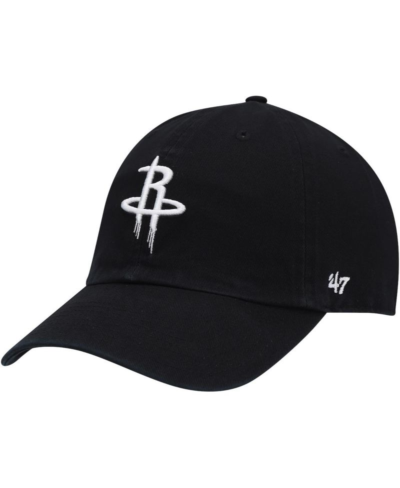 Men's '47 Black Houston Rockets Team Clean Up Adjustable Hat
