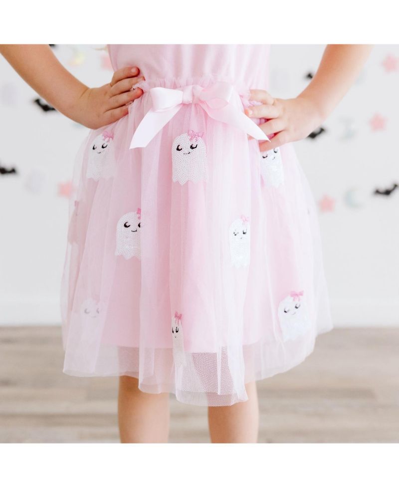Girls' 4-16 Boo Halloween Sequin Patch Tulle Tutu Dress
