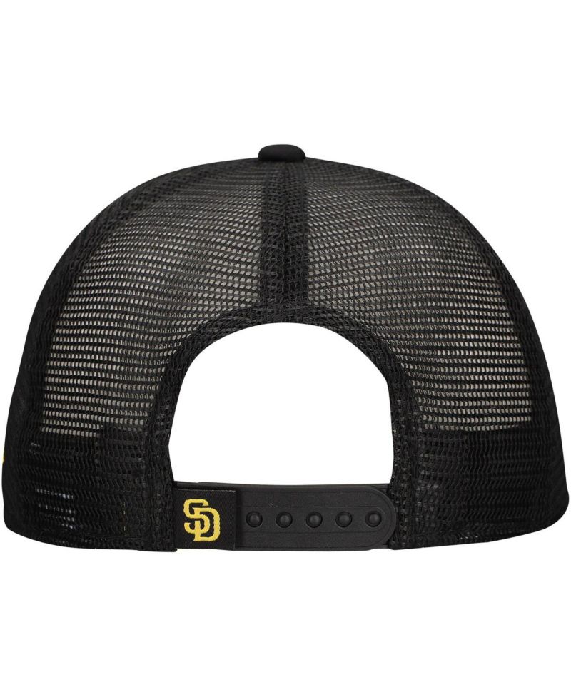 Men's Black San Diego Padres Retro Bold A-Frame Trucker 9FORTY Adjustable Hat