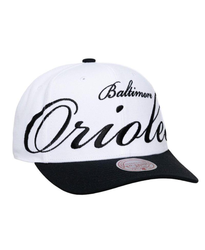 Men's and Women's White/Black Baltimore Orioles XL Script Pro Crown Adjustable Hat