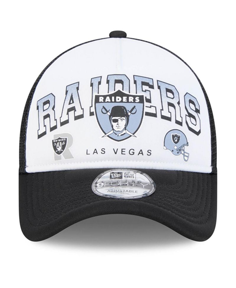 Men's White/Black Las Vegas Raiders Retro Wordmark A-Frame 9FORTY Adjustable Hat