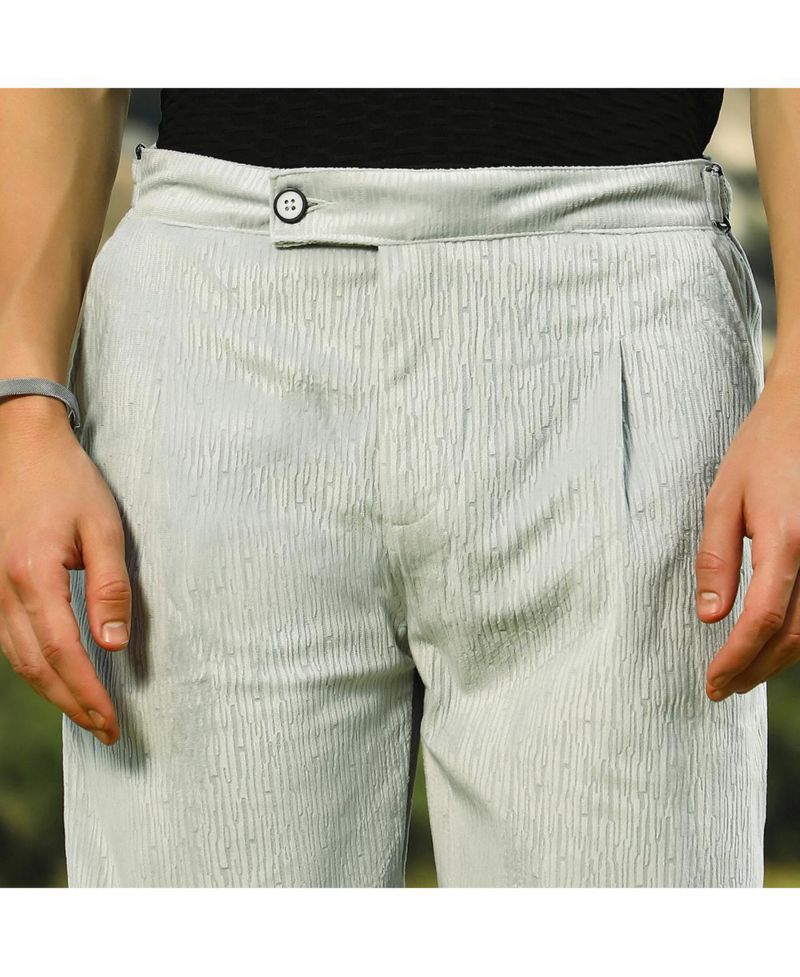 Men's Cloud Grey Veined Tailored Trousers