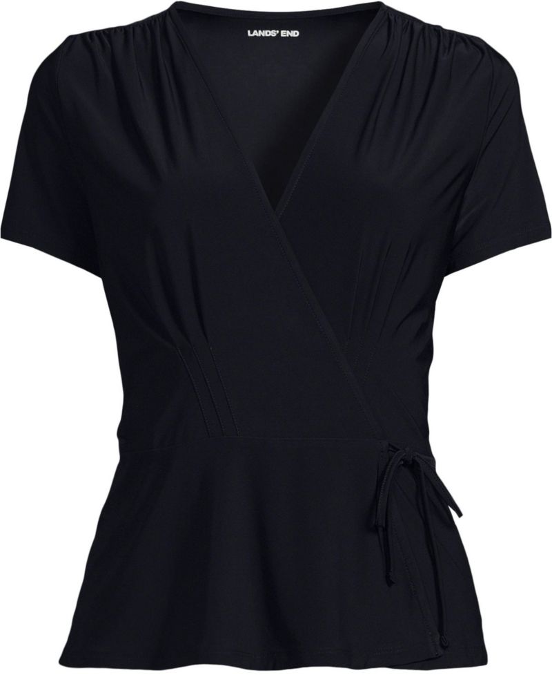 Women's Short-Sleeve V-Neck Peplum Blouse