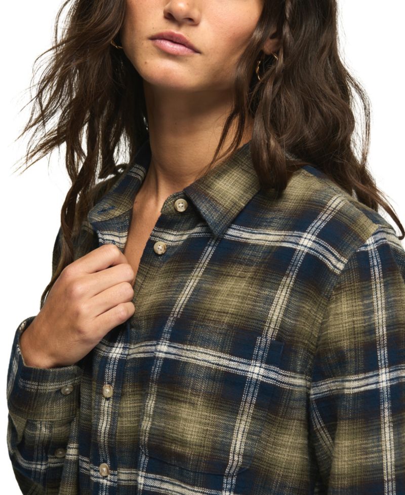 Women's Long-Sleeve Plaid Button Down Shirt