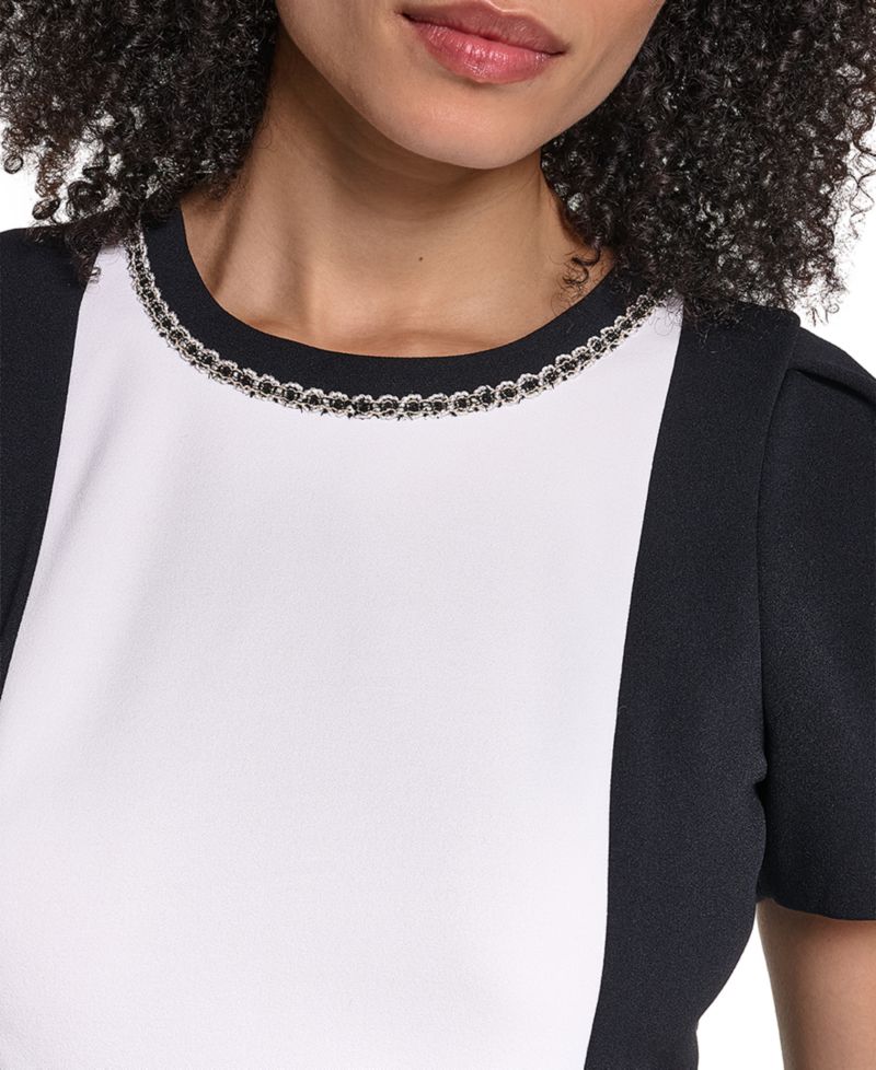 Women's Colorblock Short-Sleeve Sheath Dress