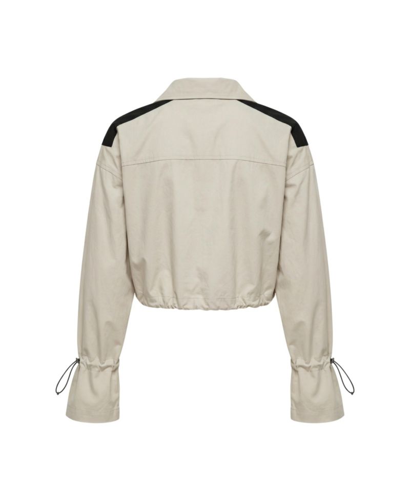 Women's Cropped Zip-Front Contrast-Pocket Jacket
