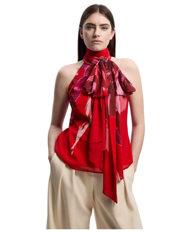 Women's Tie Neck Sleeveless Top
