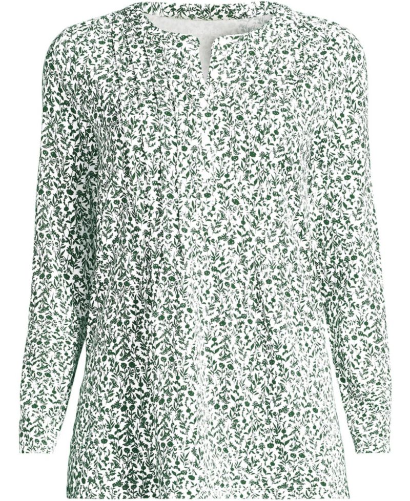 Women's Long-Sleeve Pintuck Tunic Blouse