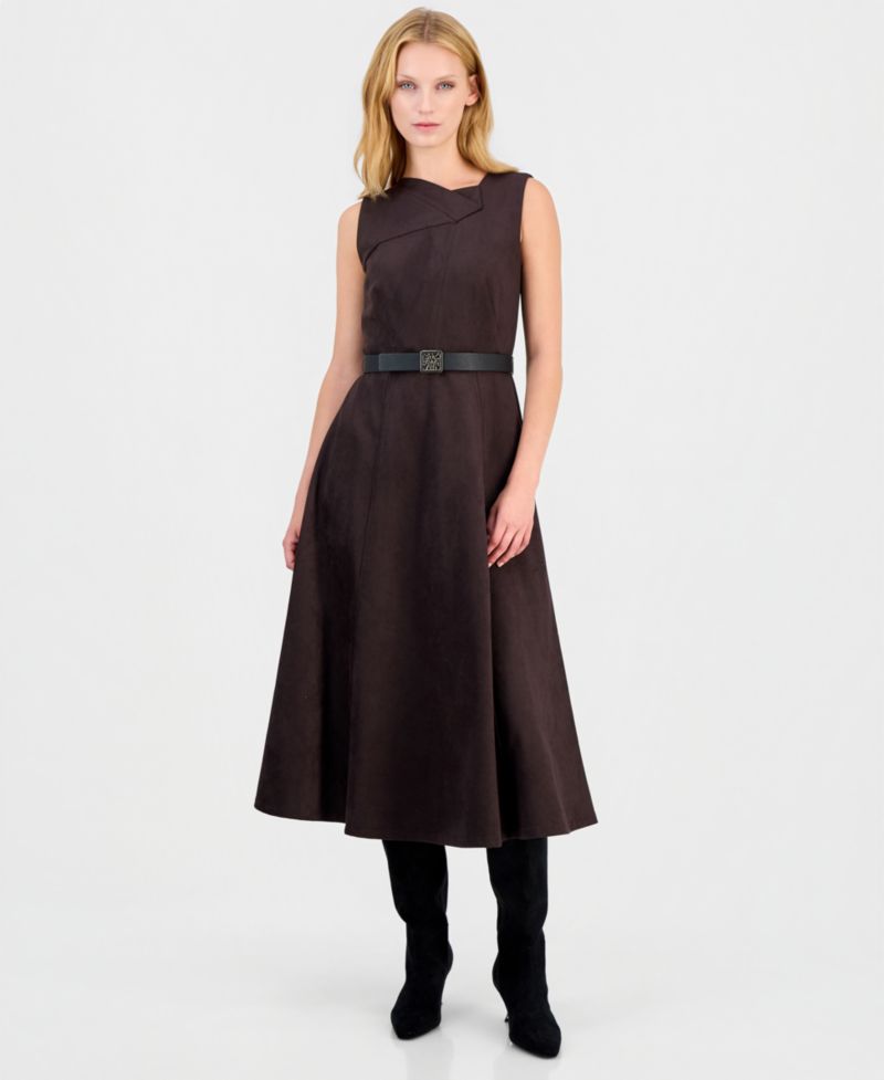 Women's A-Line V-Neck Midi Dress