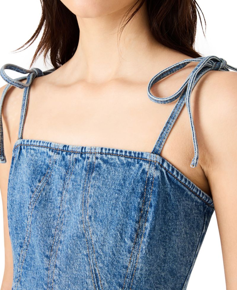 Women's Meaghan Sleeveless Square Neck Denim Mini Dress