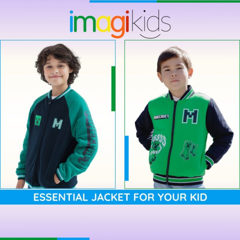 Boys Creeper French Terry Zip Up Varsity Bomber Jacket
