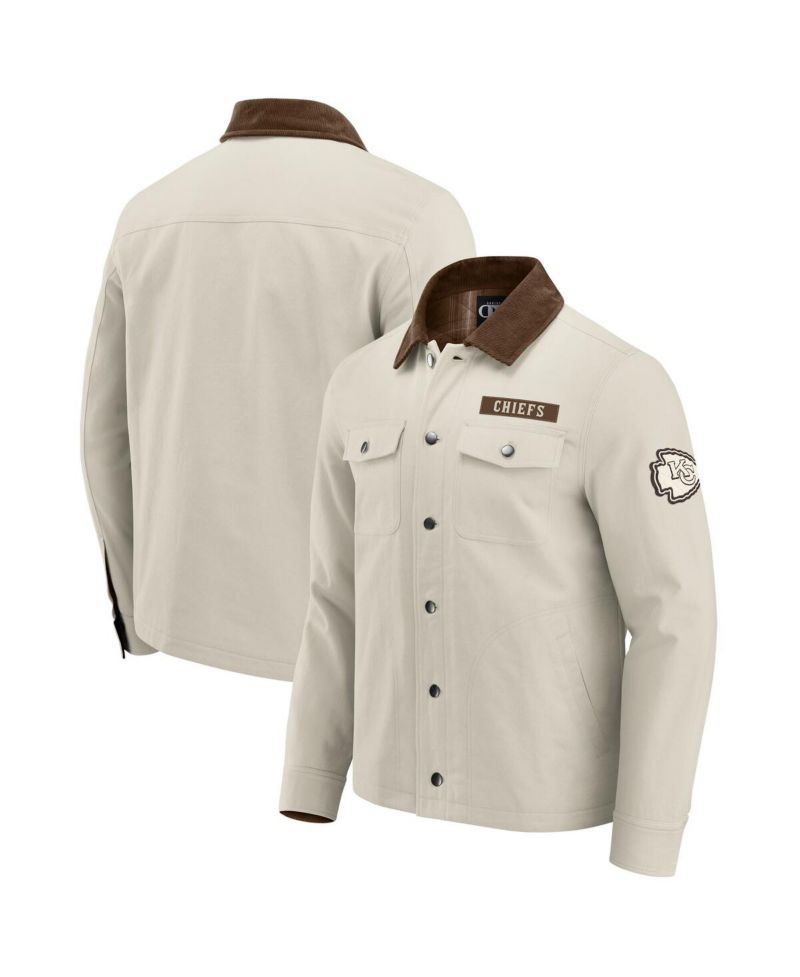 Darius Rucker Collection by x NFL Men's Tan Kansas City Chiefs Midweight Canvas Full-Button Jacket