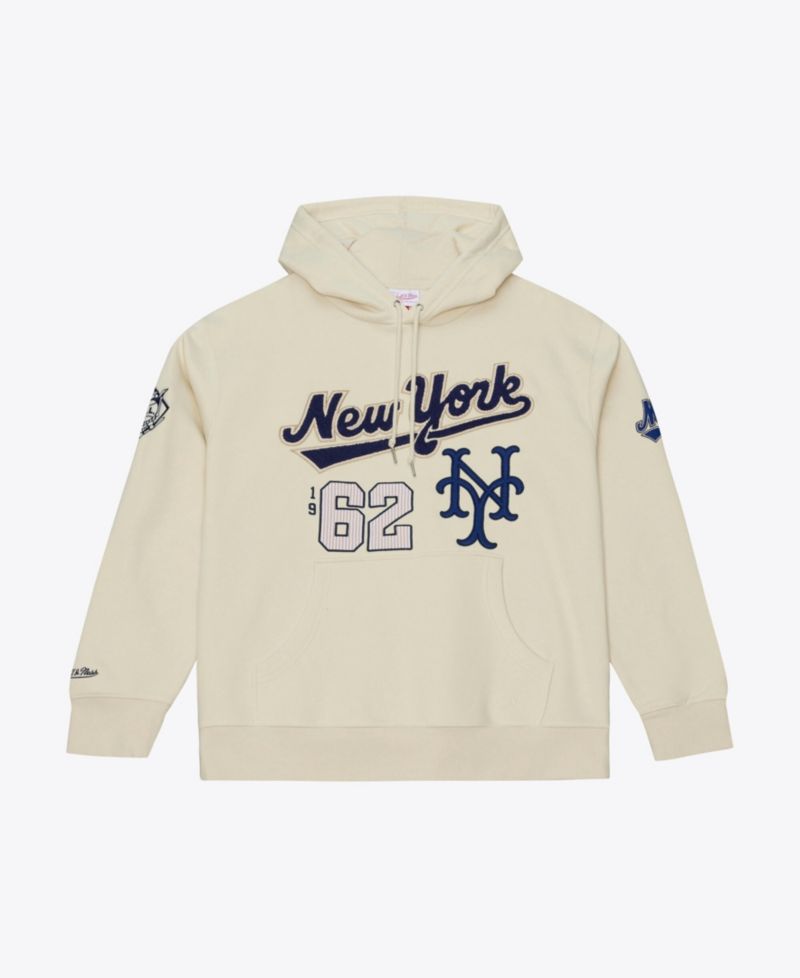 Men's Mitchell Ness Cream New York Mets Yacht Rock Fleece Hoodie