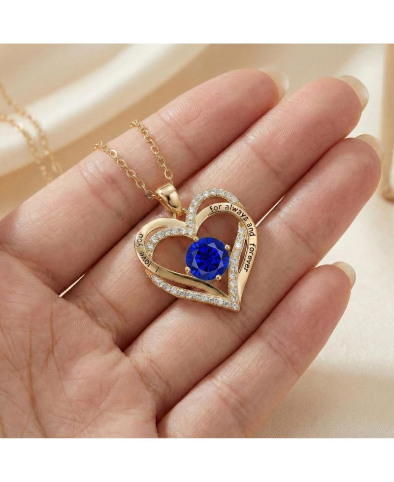 Timeless 14K Gold Plated Heart CZ ''I Love You'' Pendant