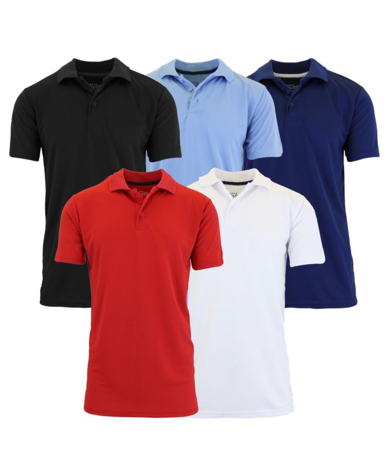 Men's Dry Fit Moisture-Wicking Polo Shirt, Pack of 5