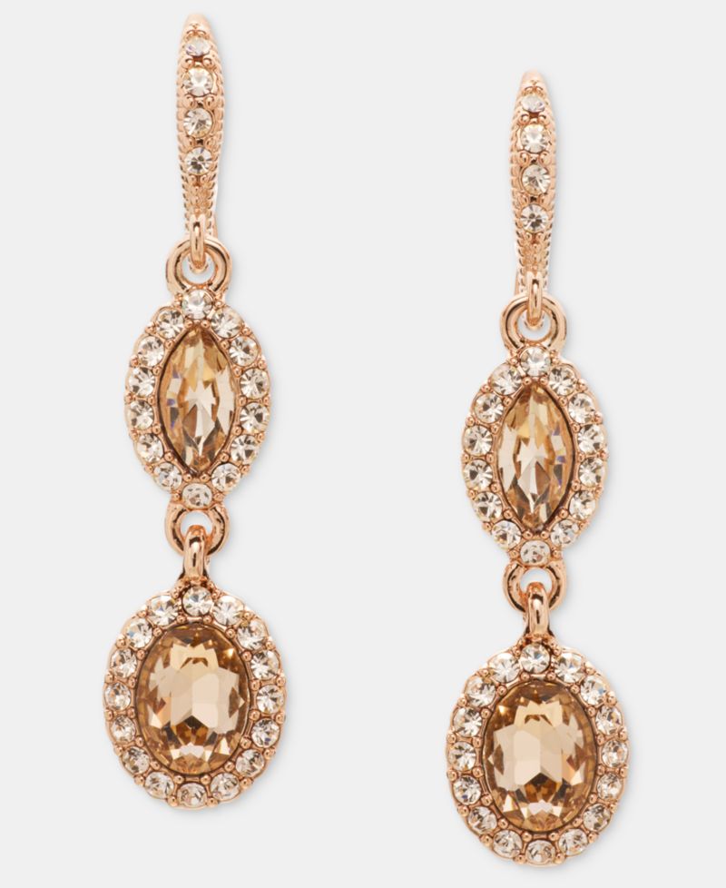 Gold-Tone Stone Double Drop Earrings