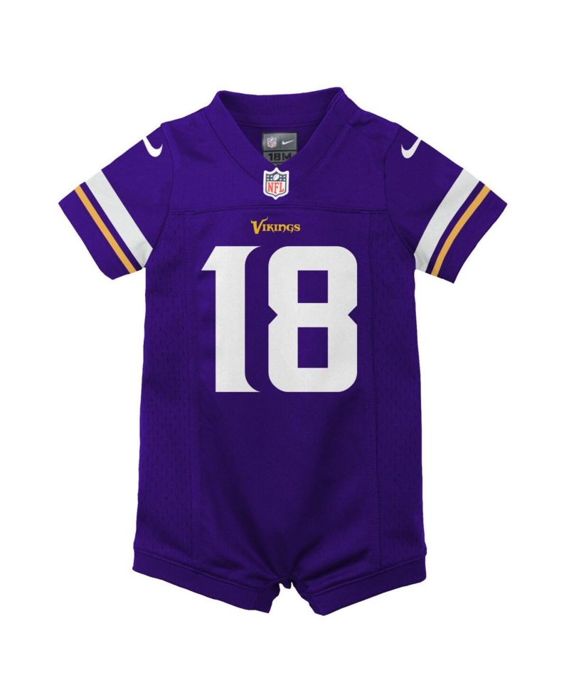 Newborn and Infant Boys and Girls Justin Jefferson Purple Minnesota Vikings Game Romper Jersey