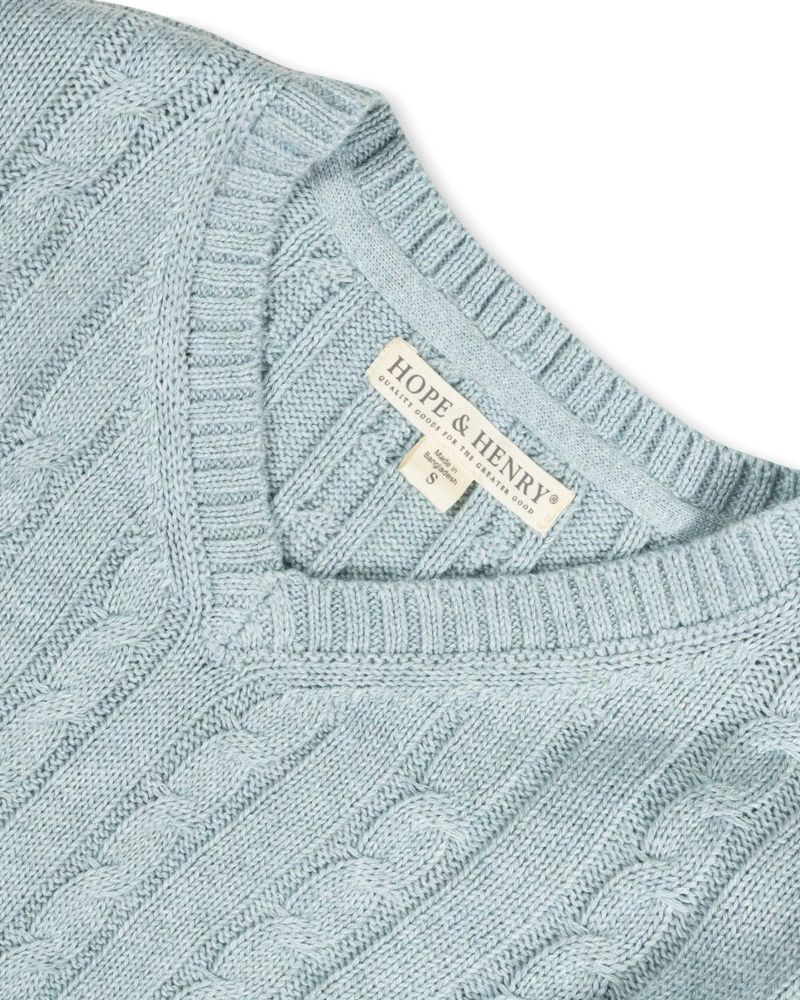 Baby Boys Hope and Henry Organic Long Sleeve Fine Gauge Cable V-Neck Sweater