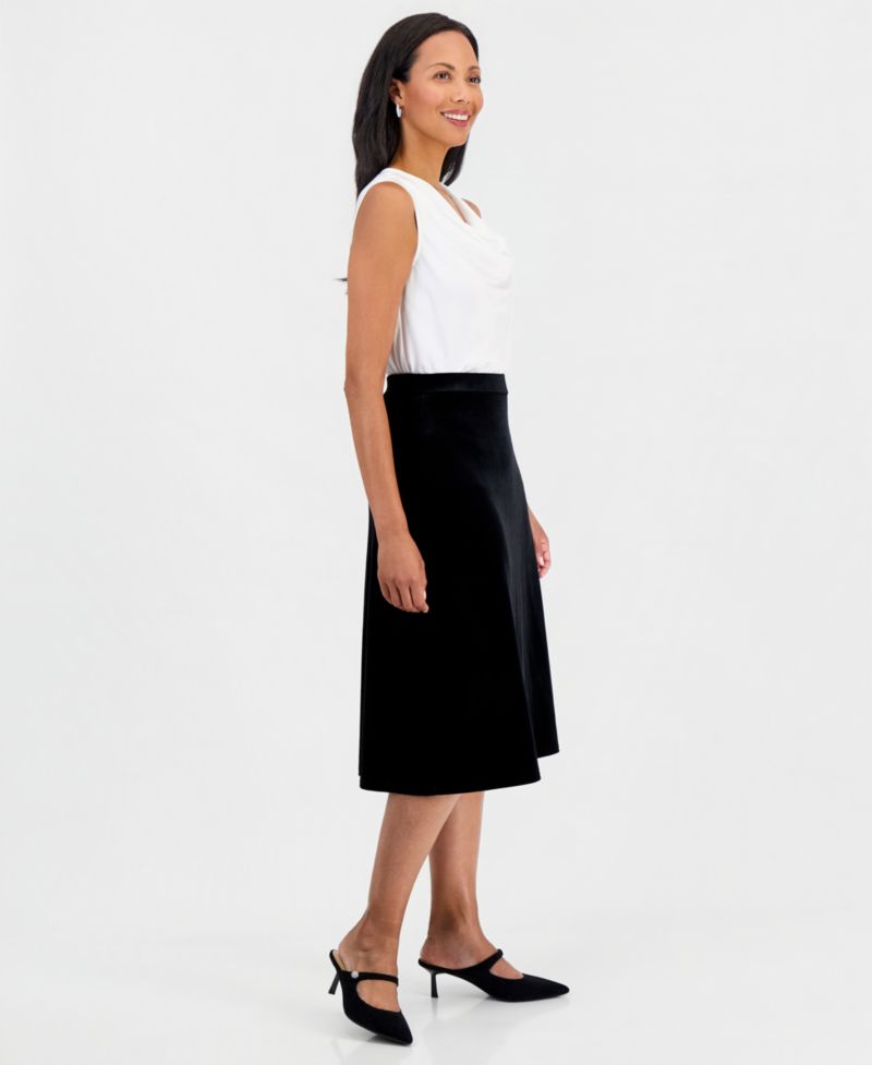 Women's A-Line Midi Velvet Skirt