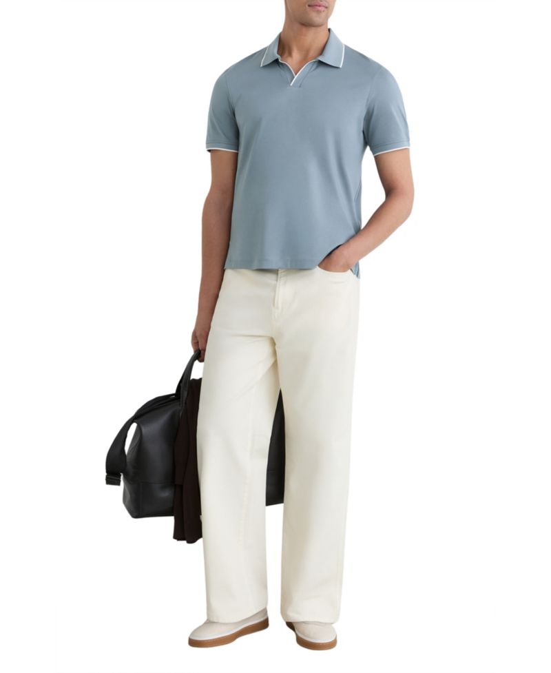 Men's Nico Airwater Cotton Tipped Open Collar Polo Shirt