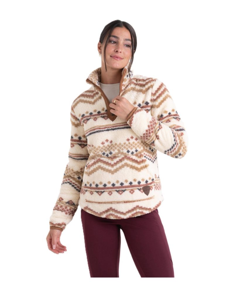 Women's Fuzzy Hide Fleece Quarter-Zip Mock-Neck Pullover