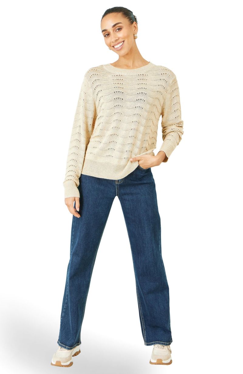 Women's Wave Metallic Thread Relaxed Jumper