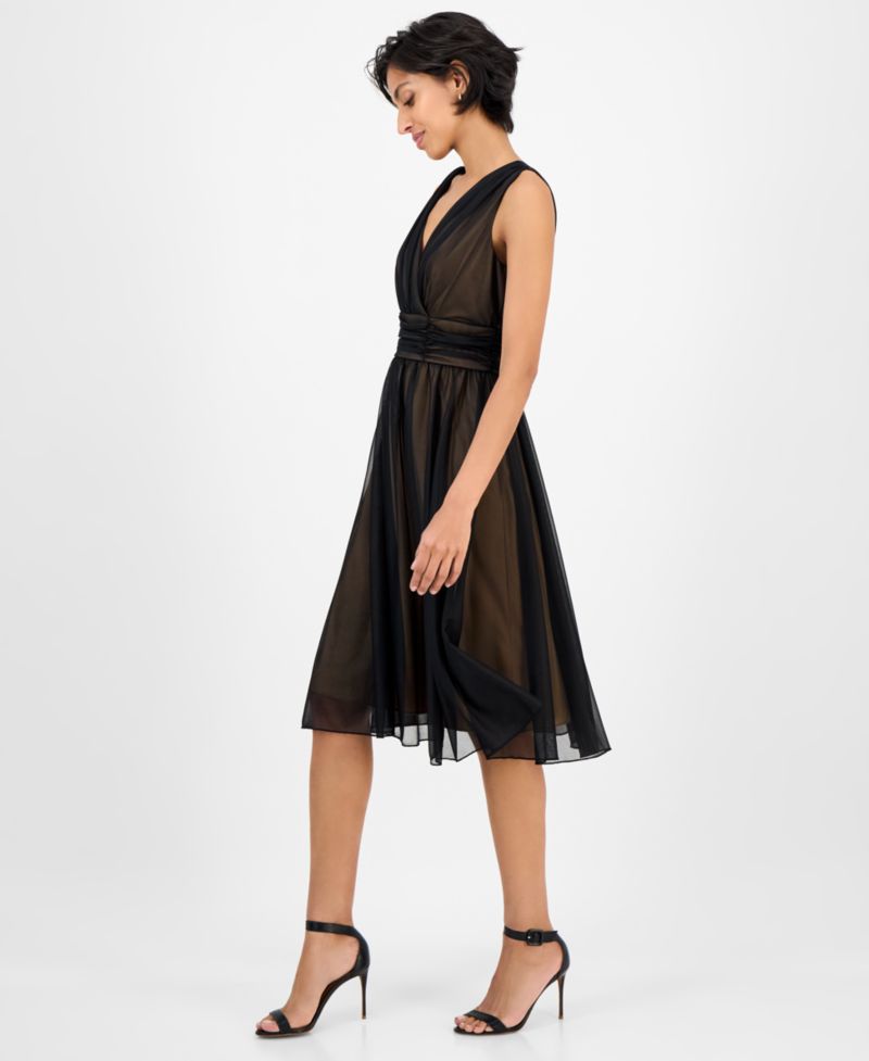 Plus Size Sleeveless Chiffon Midi Dress