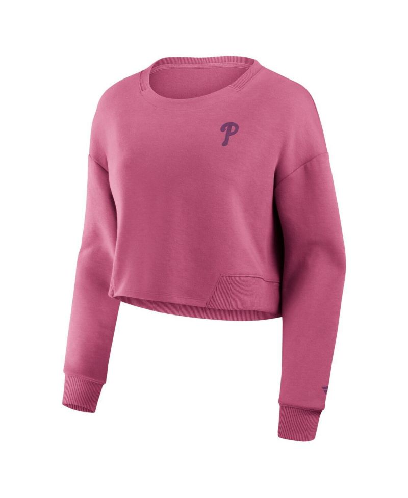 Women's Pink Philadelphia Phillies Relax Studio Cropped Pullover Sweatshirt