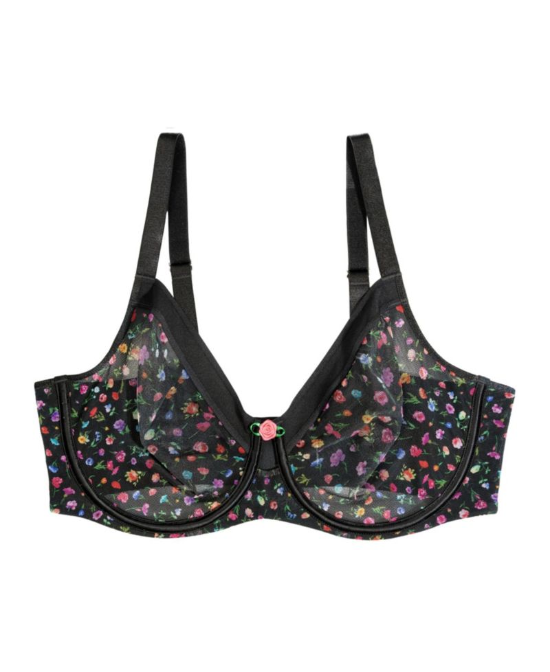 Women's Sheer Mesh Full Coverage Unlined Underwire Bra