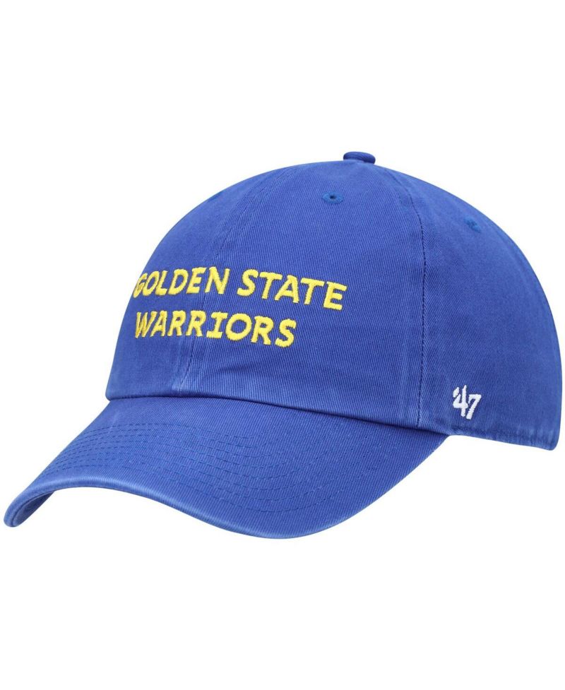 Men's Royal Golden State Warriors Clean Up Wordmark Adjustable Hat