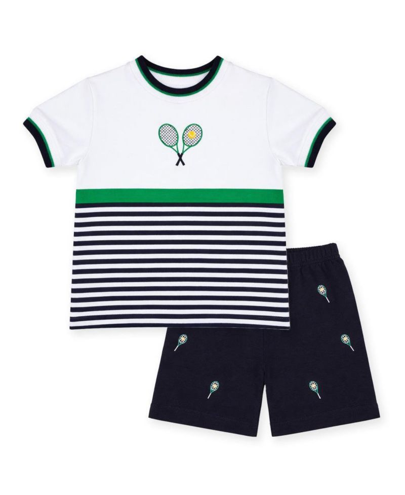 Little Girls 4- 7 Knit Short Set with Tennis Rackets