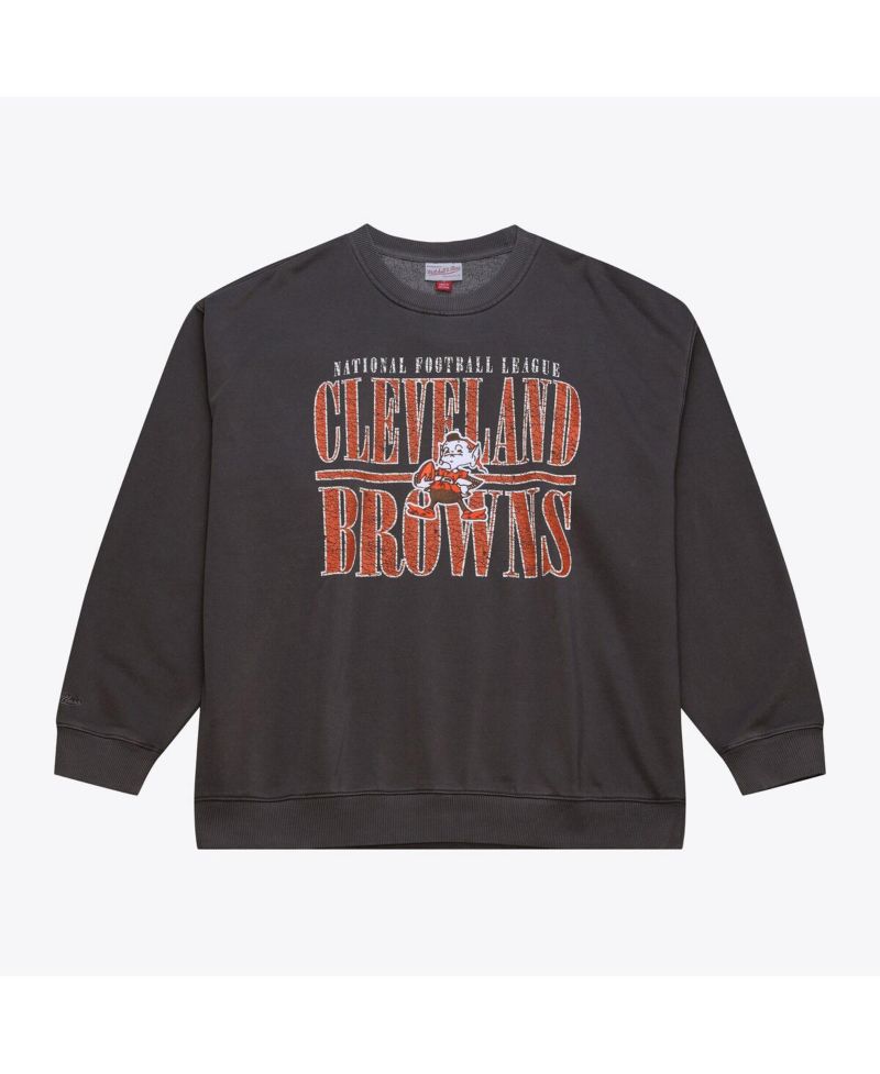 Men's Black Cleveland Browns Downtown Crew Vintage Logo Sweatshirt