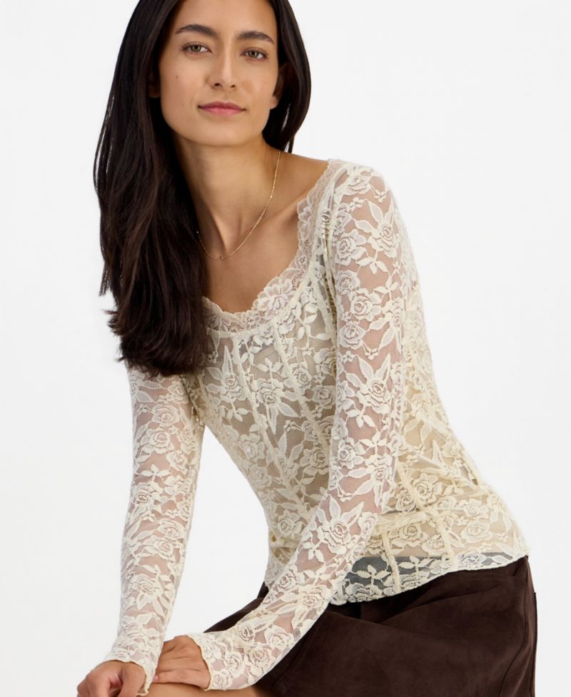 Women's Lace Long-Sleeve Corset Top