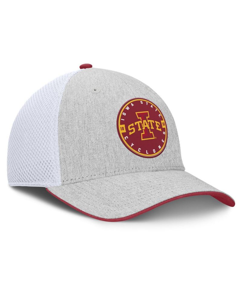 Men's Heather Gray/White Iowa State Cyclones Trigger Flex Hat