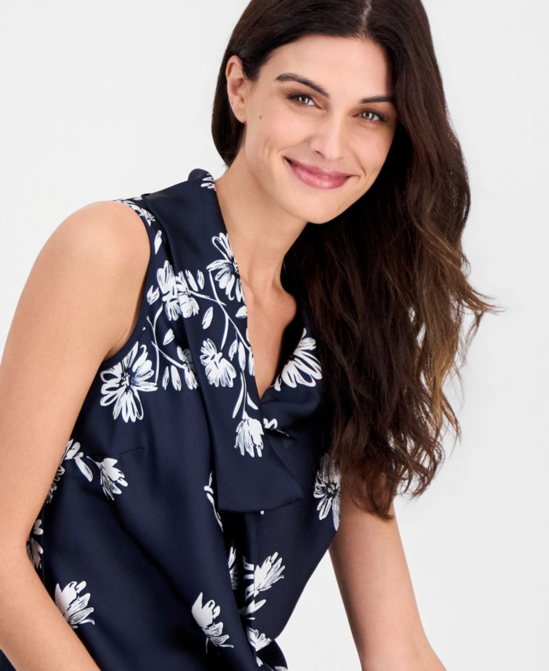Women's Sleeveless Sailor Tie-Neck Top